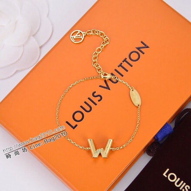 Louis Vuitton新款飾品 路易威登字母W手鏈 LV簡約字母金色可調節手鏈  zglv2216